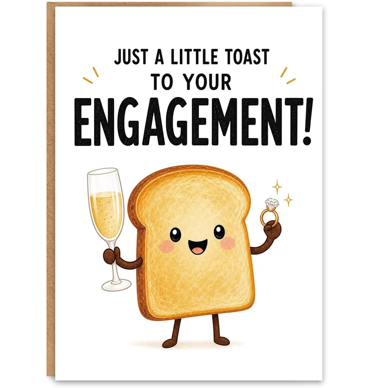 Funny Engagement Pun Card: Toast to Your Big News