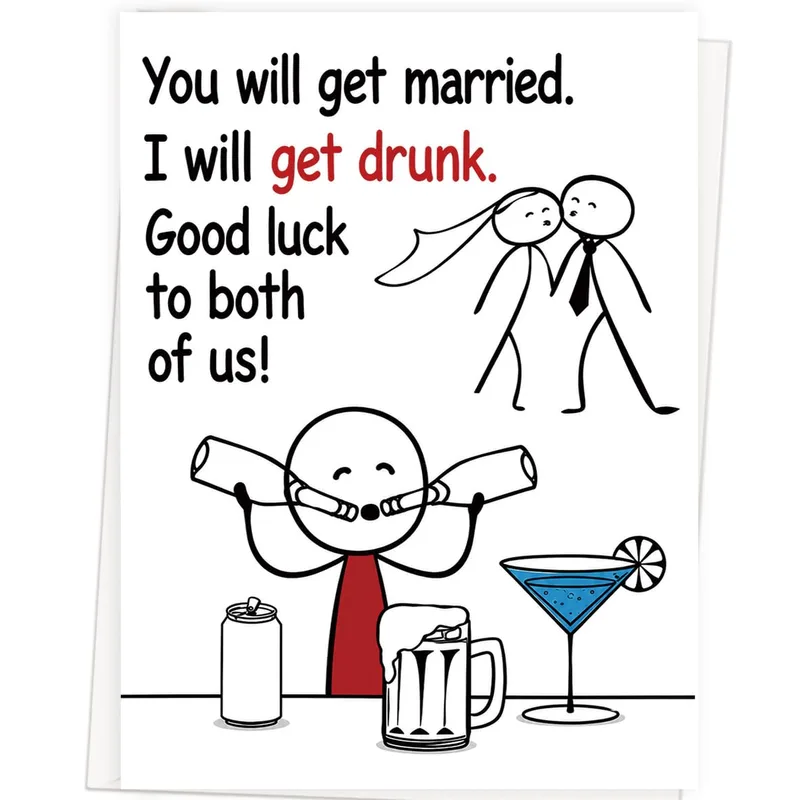 Drunk Friend Wedding Card: A Stick-Figure Toast to the Newlyweds