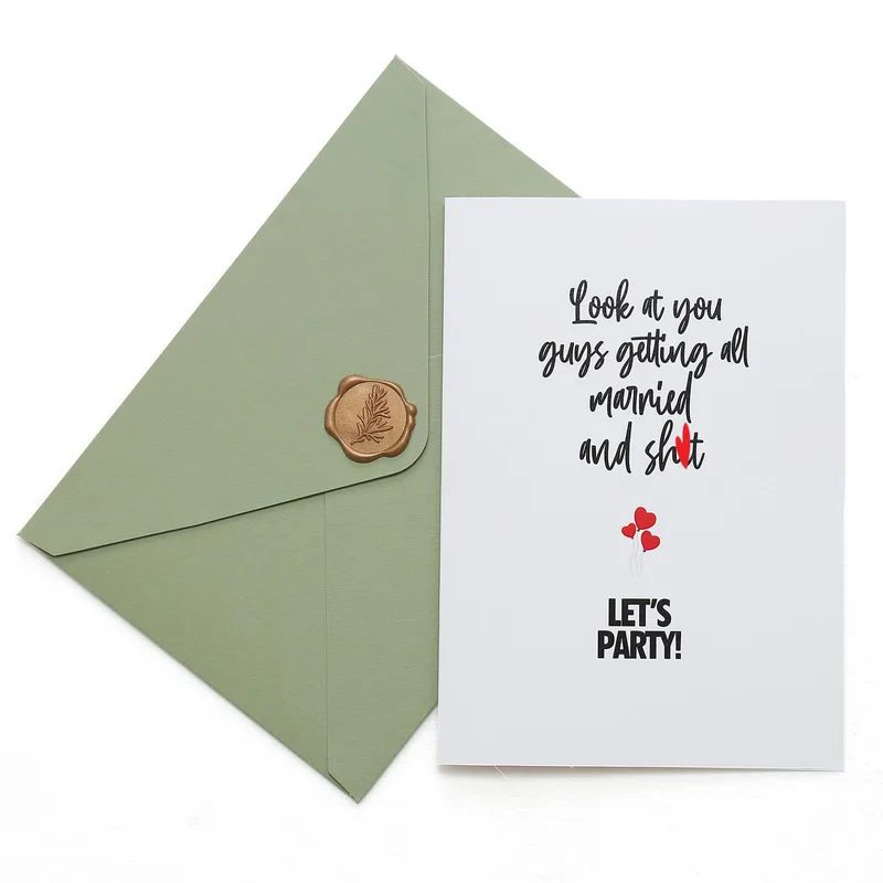Married Couple Party Card with a Playful Wedding Joke