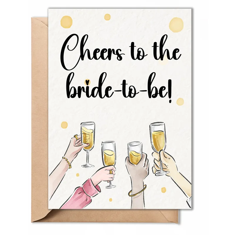Champagne Toast Watercolor Card: Cheers to the Bride-to-Be