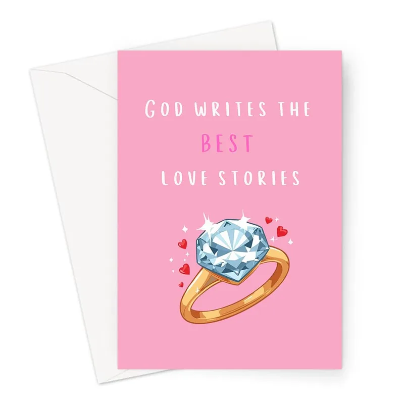 Love Story Engagement Card: God Writes the Best Love Stories