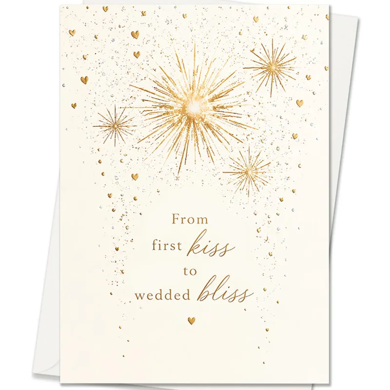 From First Kiss Card: Gold Starburst Wedding Card