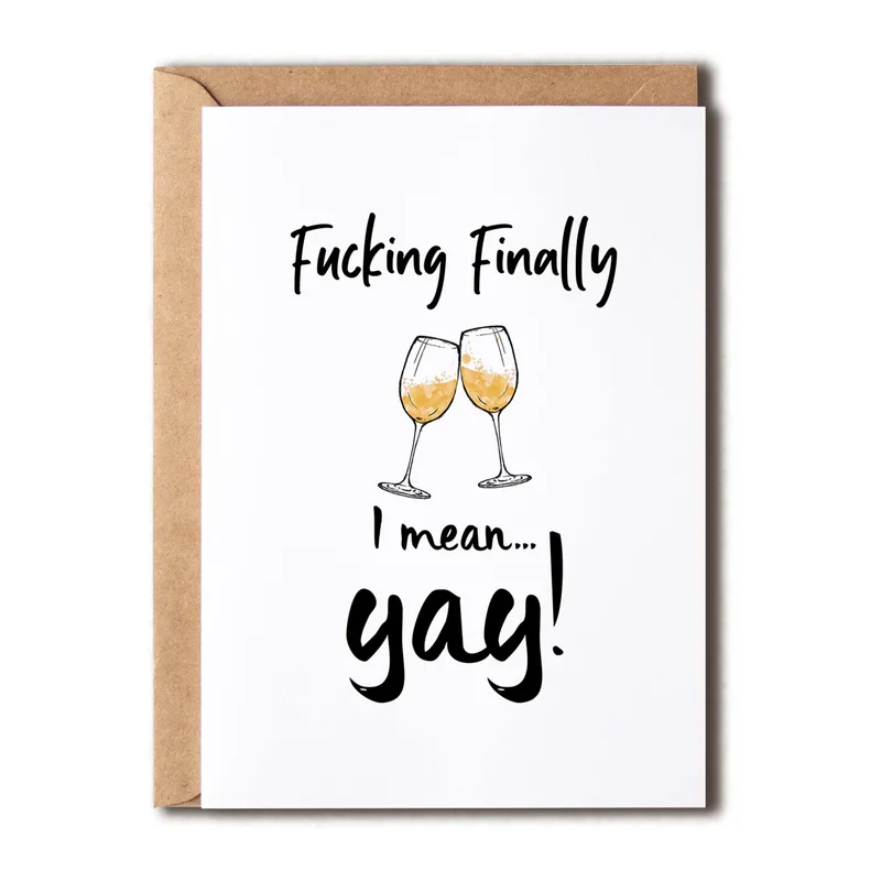 Same Sex Wedding Card: Fucking Finally, I Mean Yay