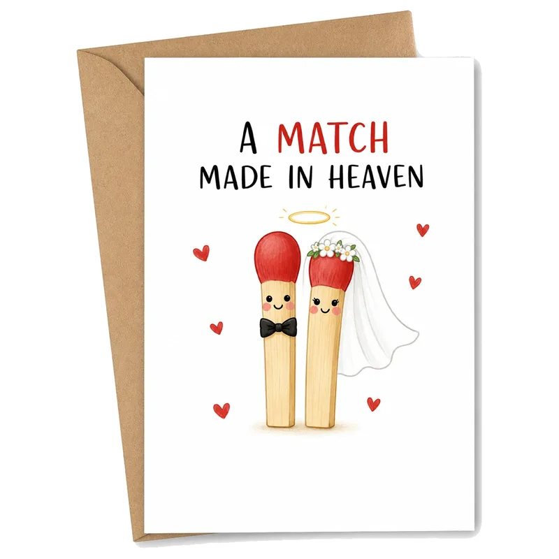 Wedding Matchstick Couple Card: A Match Made in Heaven
