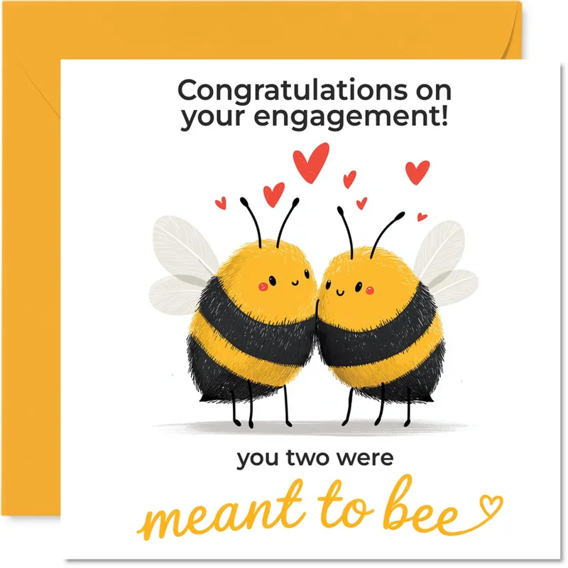 Meant to Bee Card: Engagement Wishes with Bumblebees