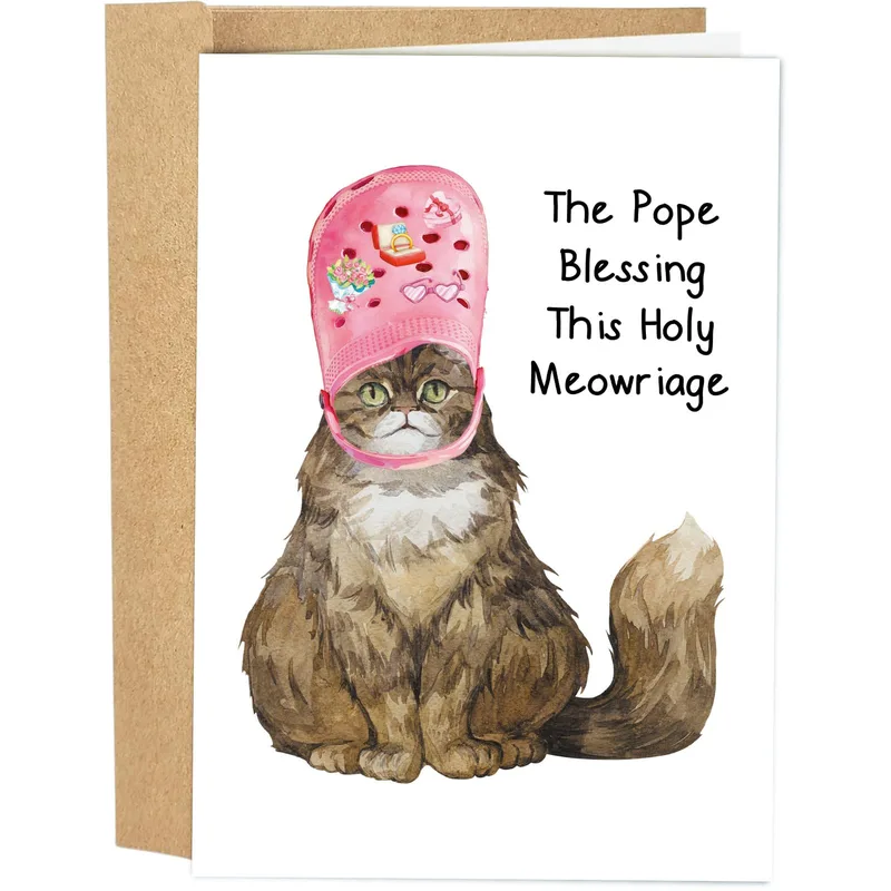 Funny Cat Wedding Card: The Pope Blessing This Holy Meowriage