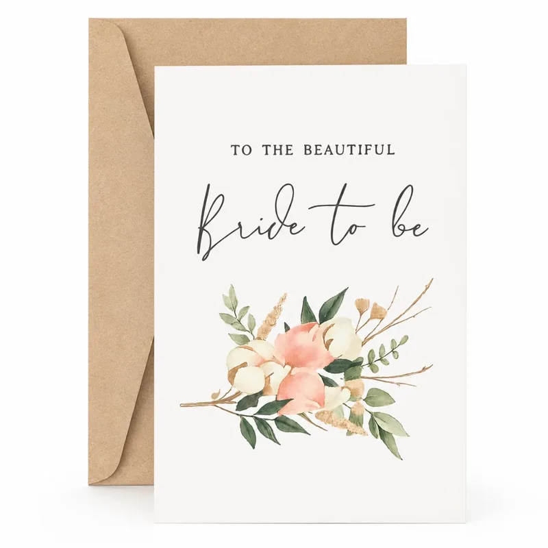 Blush Floral Watercolor Bouquet Card for the Bride to Be