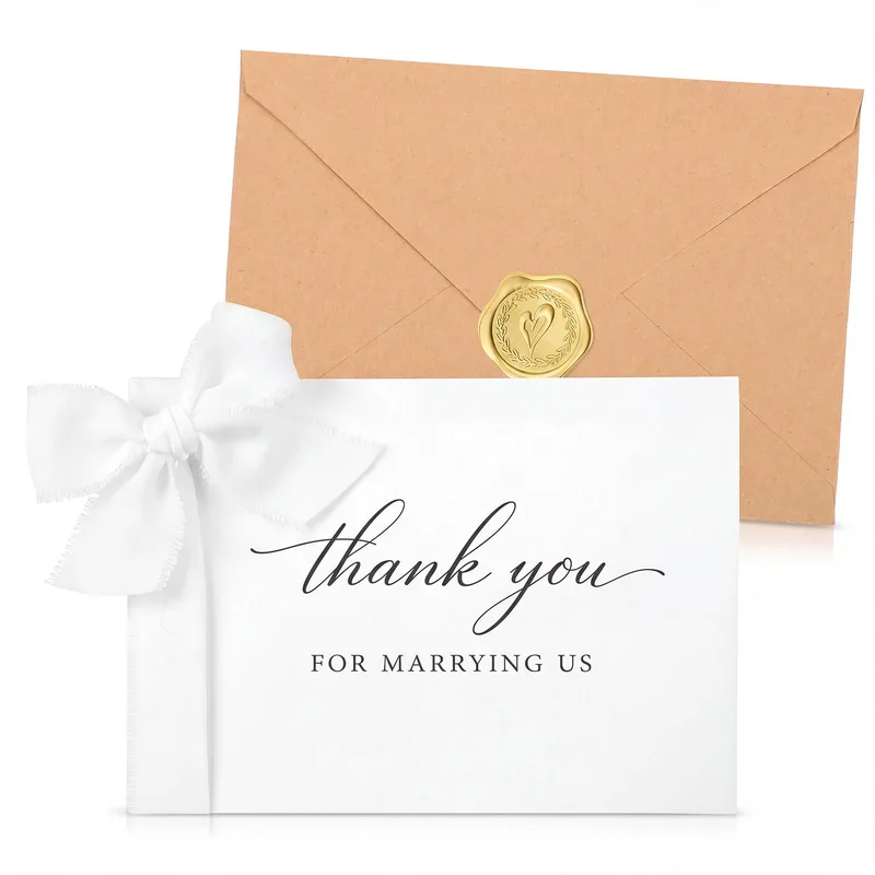 Elegant Script White Card: Thank You for Marrying Us