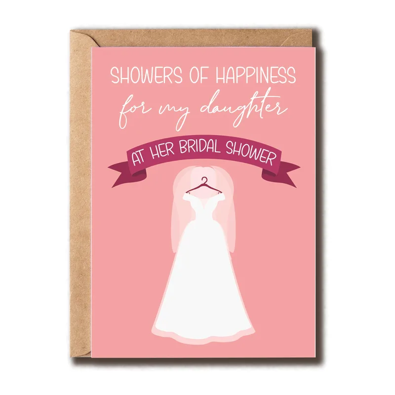 Daughter Bridal Shower Card: Showers of Happiness on Pink
