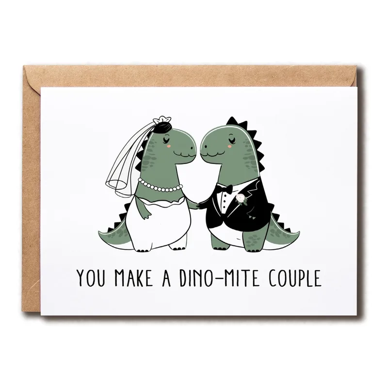 Dino-Mite Couple Card for Your Wedding Day Wishes