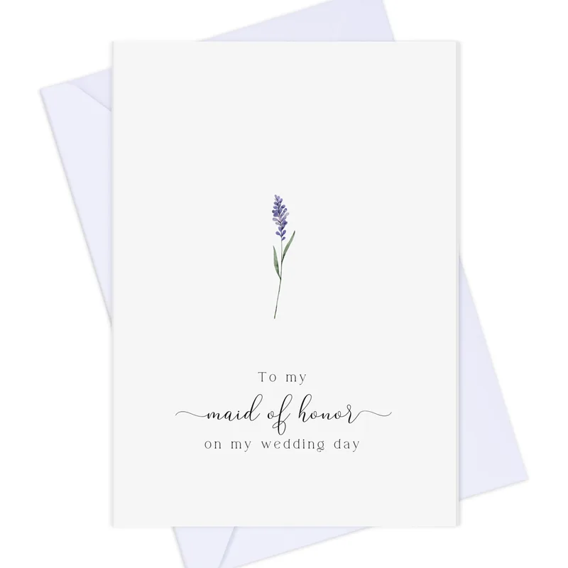 Maid of Honor Card: A Lavender Sprig for Your Closest Friend