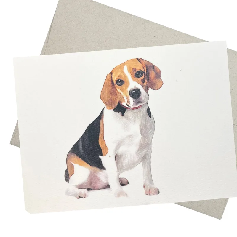 Beagle Dog Card: A Sweet Portrait of a Tilted-Head Beagle