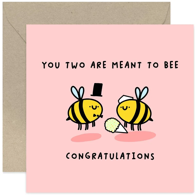 Bee Wedding Card: Meant to Bee Together Congratulations