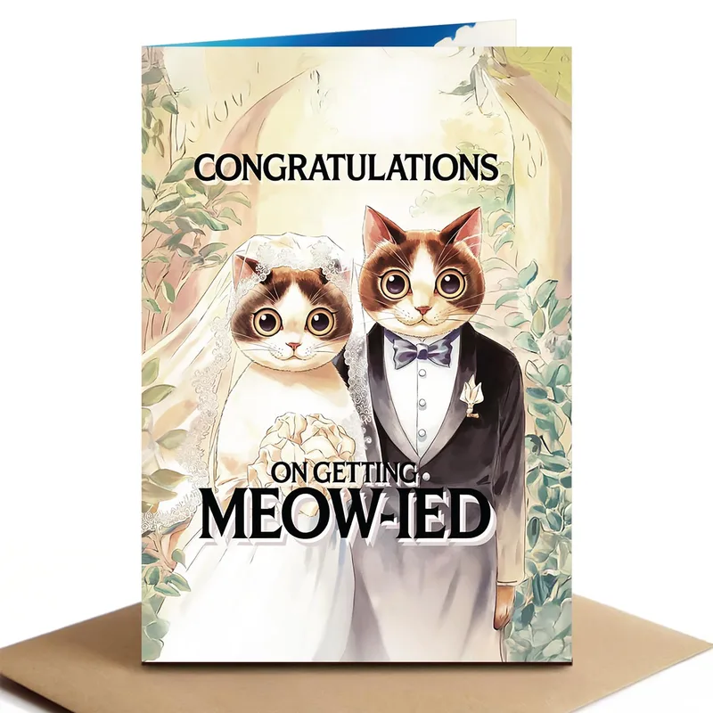Funny Cat Couple Card for Newlyweds and Engagements