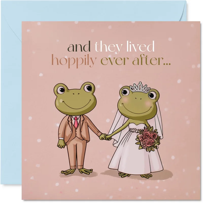 Frog Wedding Card: Hoppily Ever After for the Newlyweds