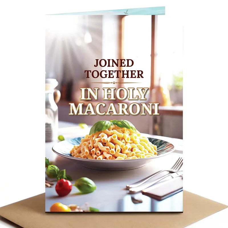 Pasta Lover Wedding Card: Joined Together in Holy Macaroni