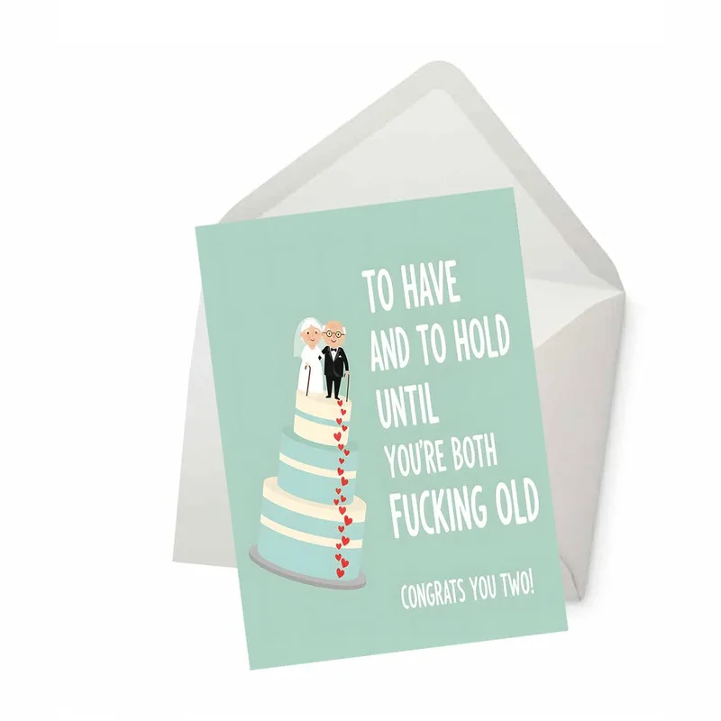 Old Couple Wedding Card for Newlyweds Who Are Already Gray