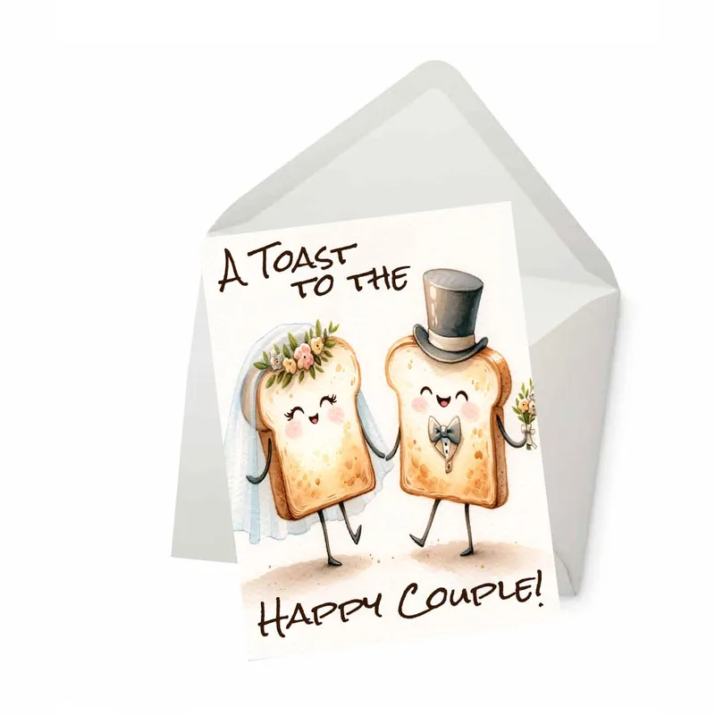 Funny Wedding Couple Card: A Toast to the Happy Couple