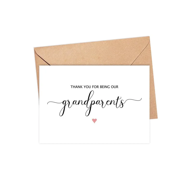 Thank You Grandparents Card with a Pink Heart and Script Lettering