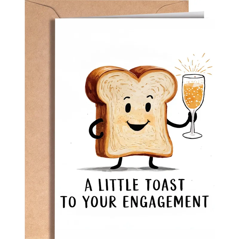 Cute Engagement Card Featuring a Toasting Bread Slice