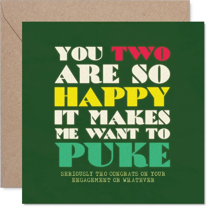 Sarcastic Engagement Card: Retro Typography Congrats for the Sassy