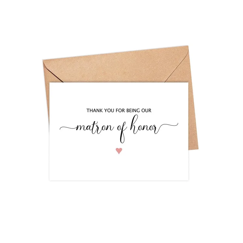 Thank You Matron of Honor Card for Bridal Party Appreciation