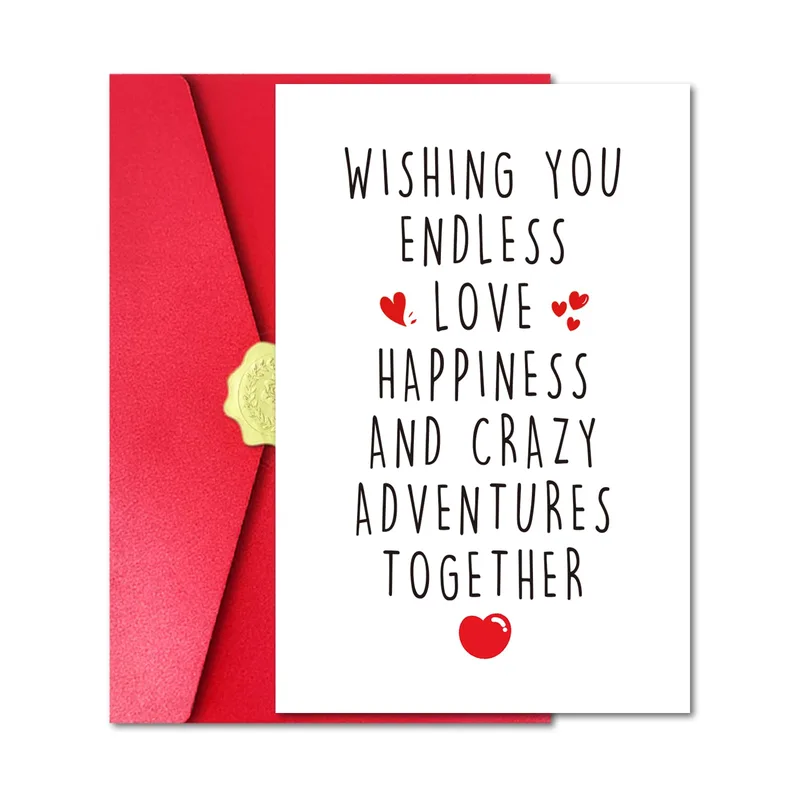 Handwritten Red Hearts Wedding Card wishing you endless love