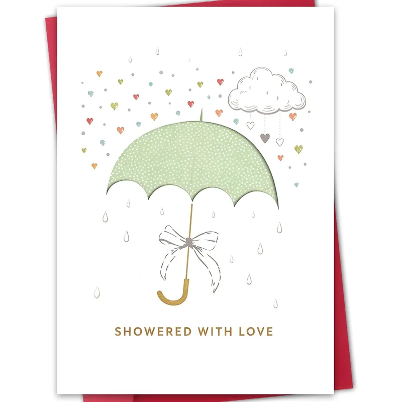 Polka Dot Umbrella Bridal Shower Card – Greeting Card in natural