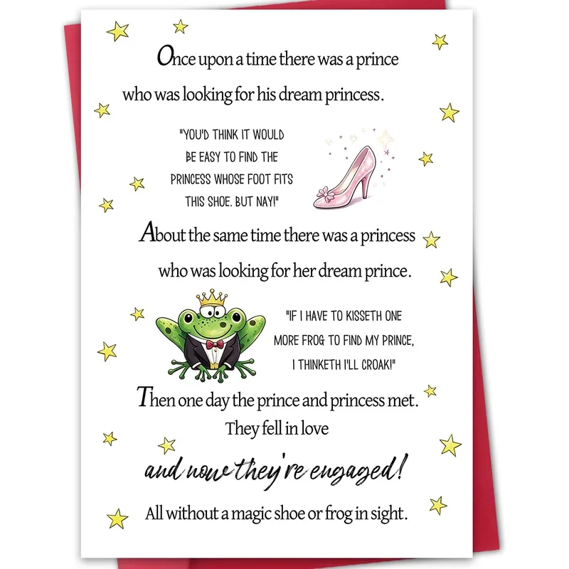 Pink Glass Slipper Engagement Card Celebrating Fairy Tale Love