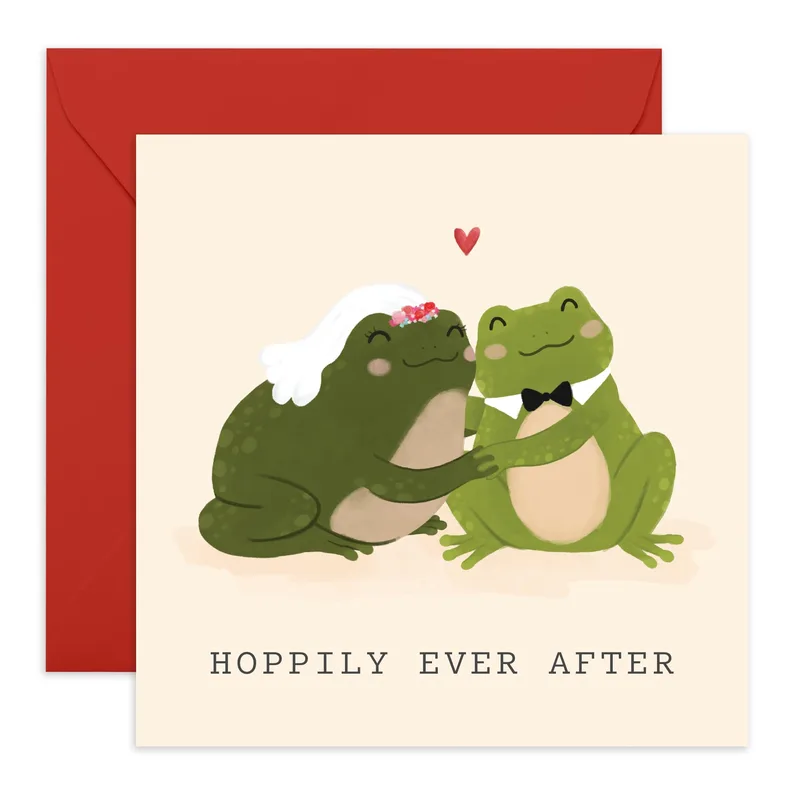 Frog Bride Groom Wedding Card featuring cute frogs
