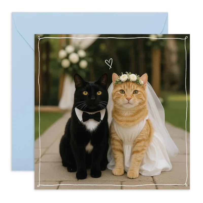 Bride Groom Cats Wedding Card for Feline Lovers