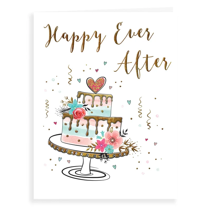 Panel Floral Cake Wedding Card Celebrating Love with a Sweet Design