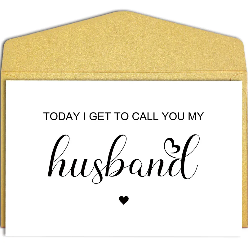 Black Script Heart Wedding Card for Groom from Bride