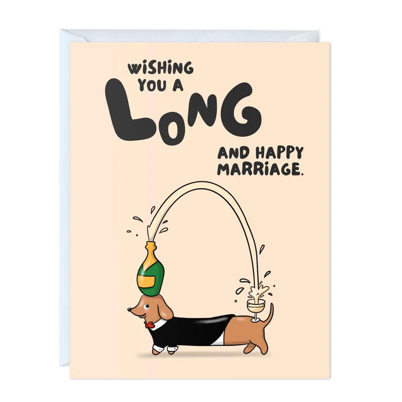 Dachshunds Champagne Wedding Card for a Long Happy Marriage