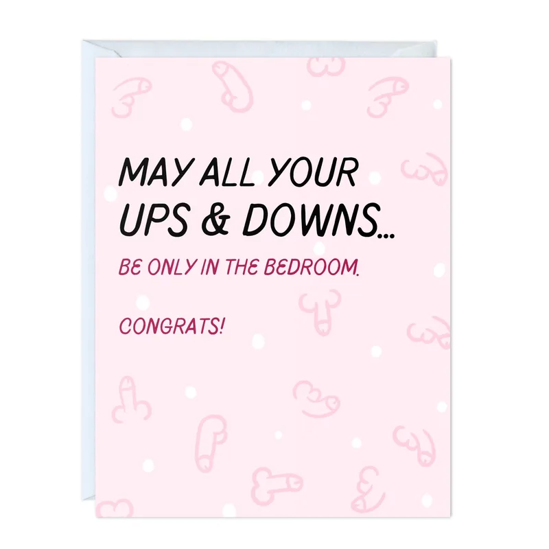 Pink Pattern White Wedding Card for Naughty Bachelorette and Bride