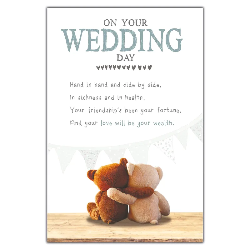 Teddy Bears Bunting Wedding Card Celebrating Love and Friendship