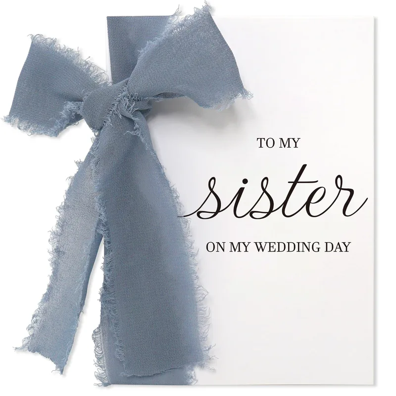 Blue Ribbon Bow Wedding Card for Sister Thank You