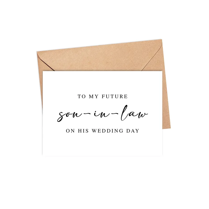 Panel Kraft Envelope Wedding Card – To my future son-in-law on his wedding day text card – Greeting Card in natural