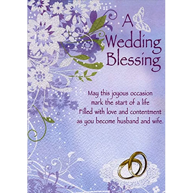 Purple Floral Rings Wedding Card Celebrating A Wedding Blessing