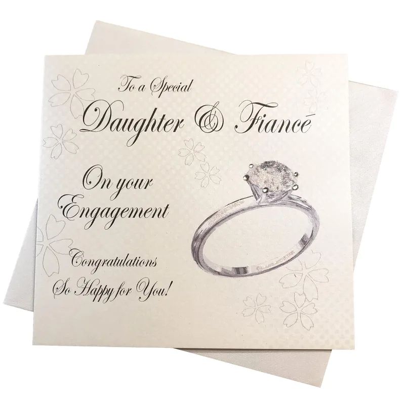 Ring Pastel Floral Engagement Card Celebrating a Daughter and Fiancé