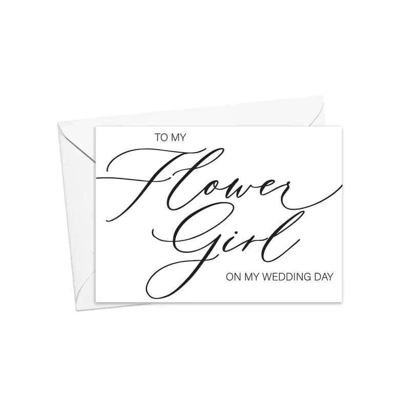 To My Flower Girl Card: Elegant Script Wedding Thank You Note