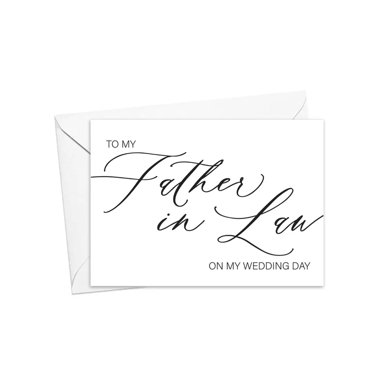 To My Father Card: Elegant Script for Wedding Day Gratitude