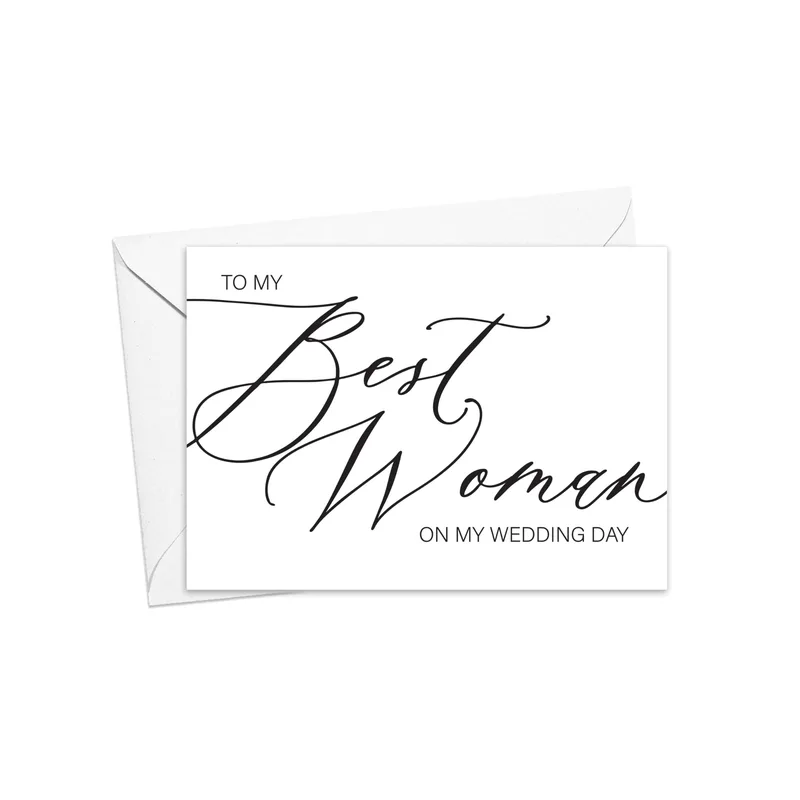 To My Best Woman Card: Elegant Script Wedding Thank You Note