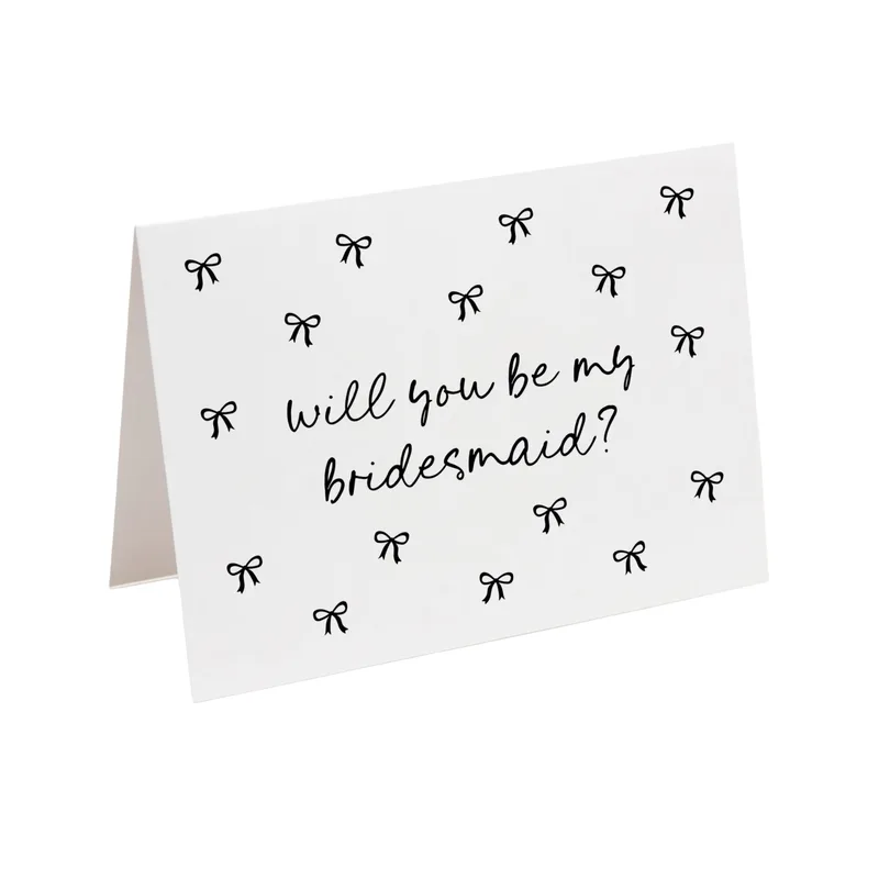 Bows Pattern White Wedding Card – Greeting Card in natural