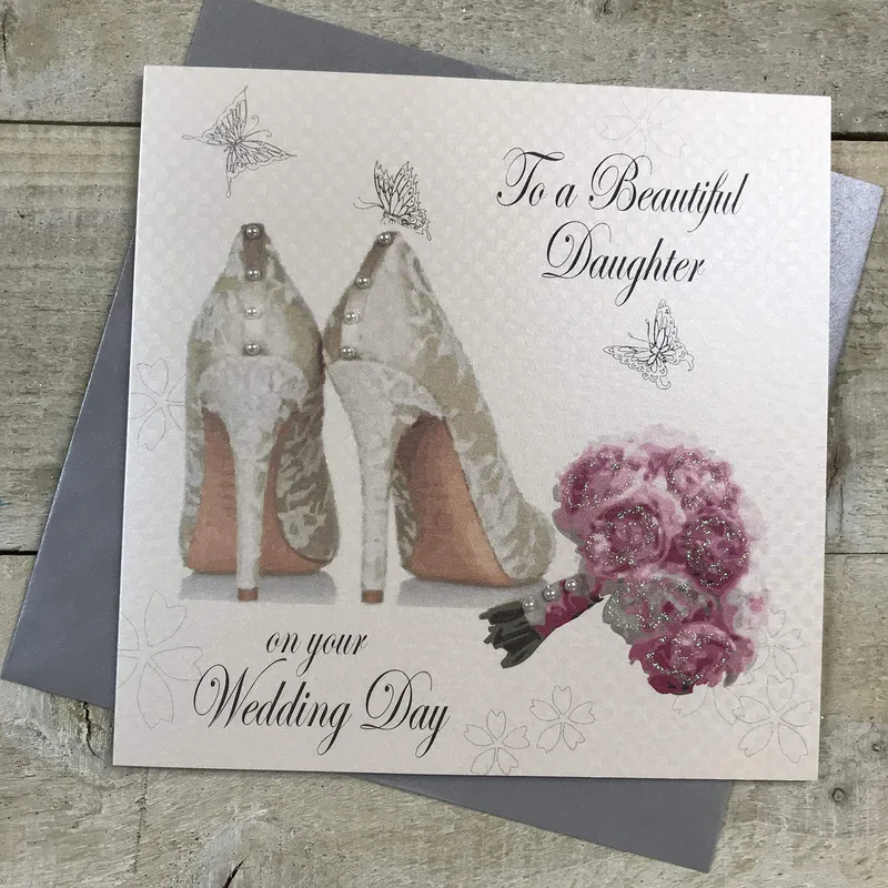Wedding Shoes Bouquet Card for a Bride's Mother or Father