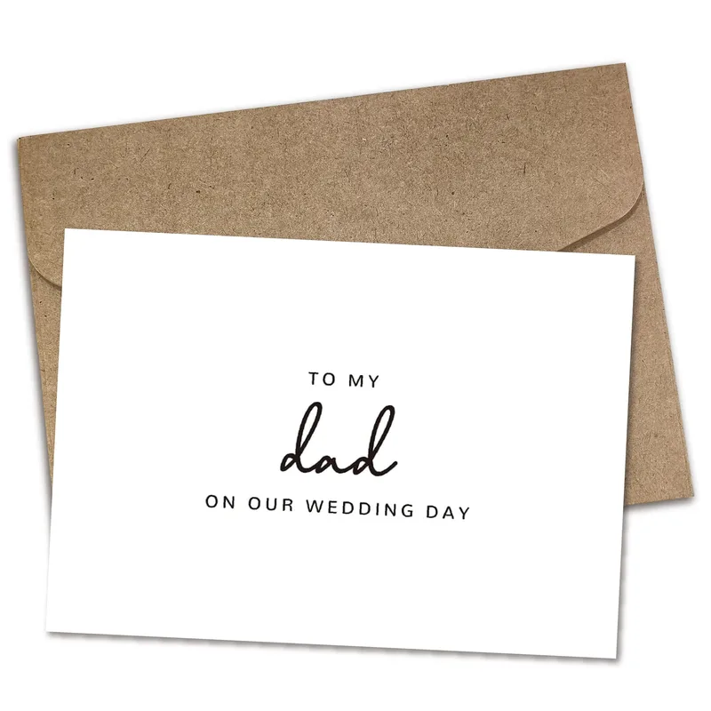 White Panel Kraft Envelope Card for a Wedding Day Tribute to Dad