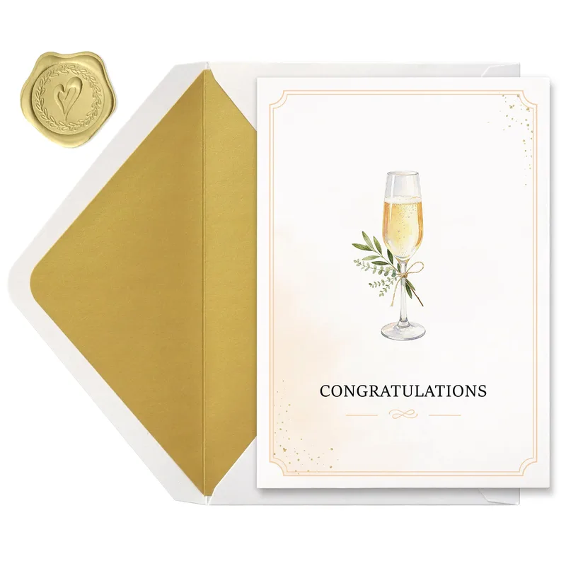 Flute Gold Envelope Congratulations Card for Wedding Toasts