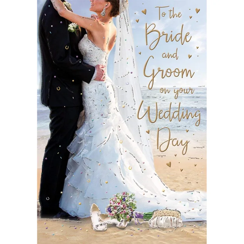 Couple Beach Photo Wedding Card for a Coastal Celebration