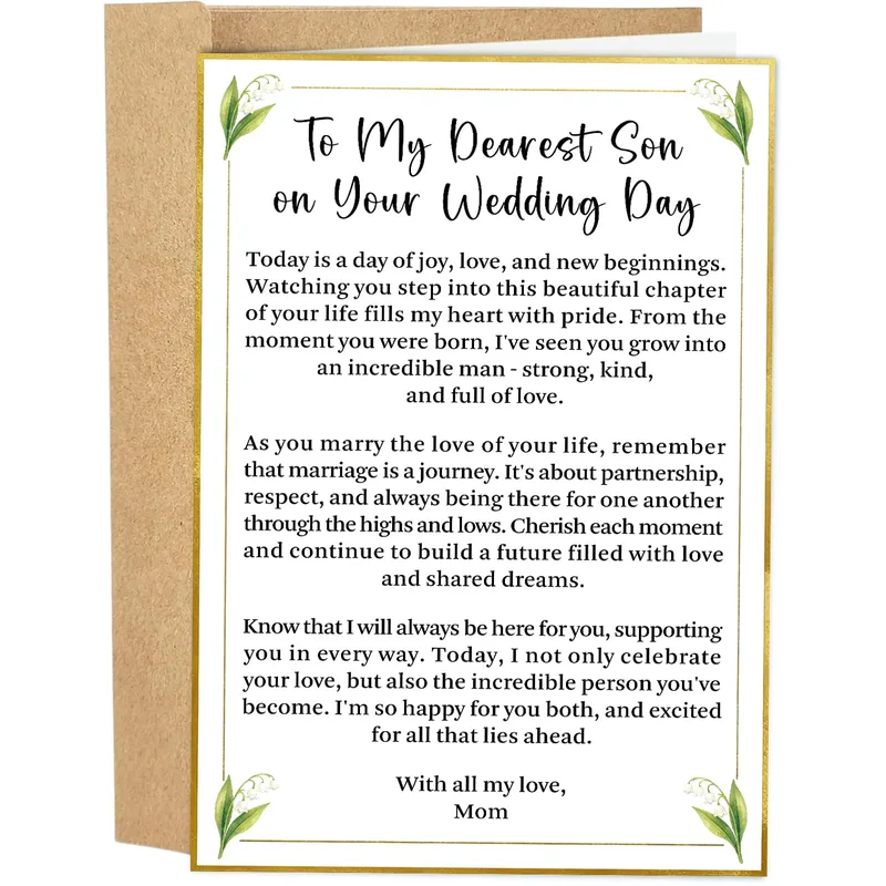 Border Written Message Wedding Card – Greeting Card in natural