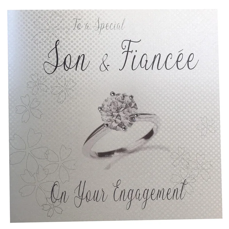 Diamond Ring Grey Engagement Card for Son and Fiancee